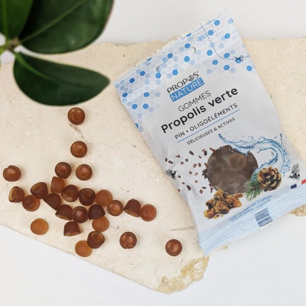 Gummies (Gommes) Propolis Verte Bio Oligoéléments/Pin - Sans Sucres - 45 g - Propos'Nature
