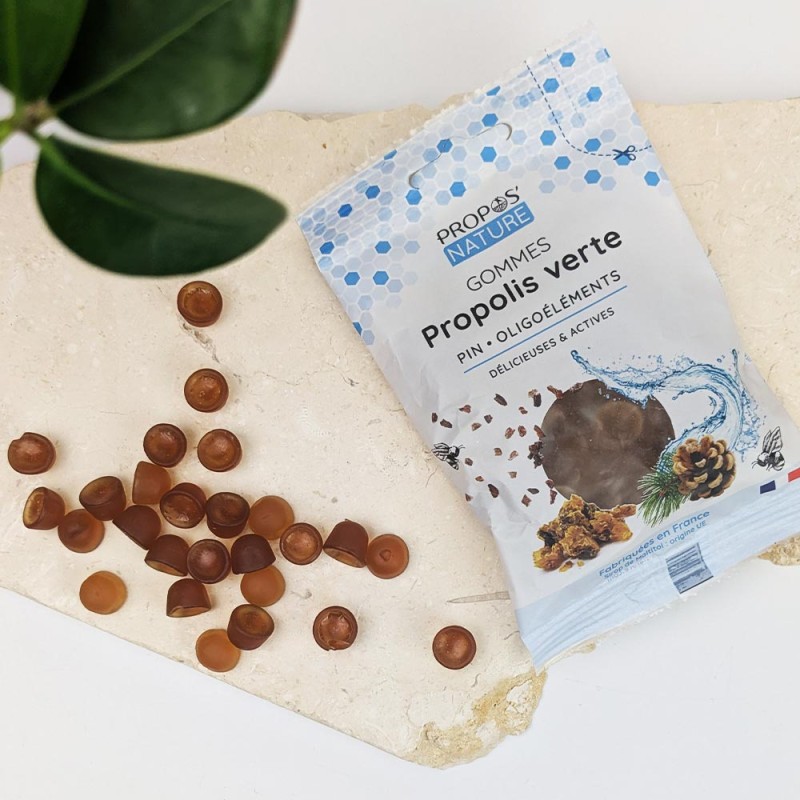 Gummies (Gommes) Propolis Verte Bio Oligoéléments/Pin - Sans Sucres - 45 g - Propos'Nature