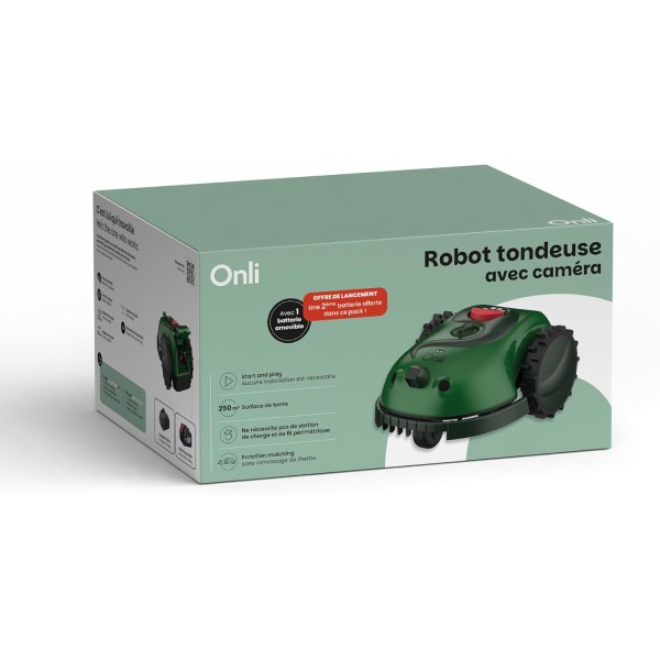 ONLI ON1008V - Robot tondeuse caméra - fonction sans ramassage d'herbe