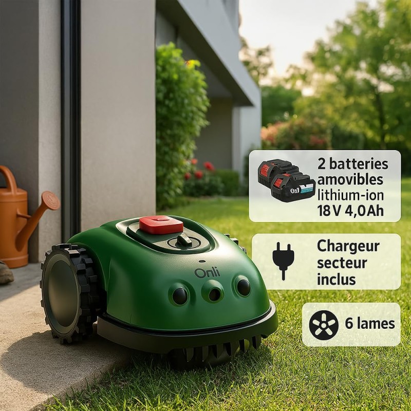 ONLI ON1008V - Robot tondeuse caméra - fonction sans ramassage d'herbe