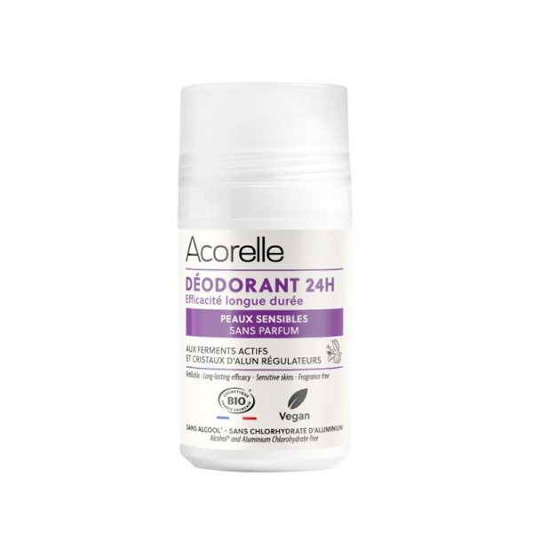 Déodorant roll-on 24h Bio - Peaux Sensibles - 50 ml - Acorelle