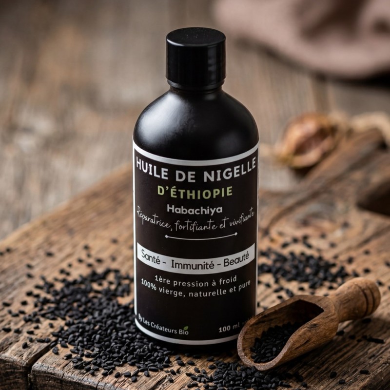 Huile de Nigelle d'Éthiopie (Habachia) pure et 100% Naturelle - Les Créateurs Bio