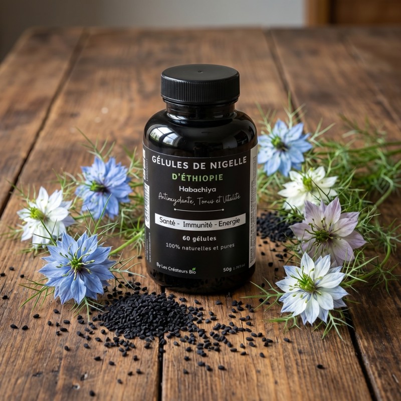 60 Capsules d'Huile de Graine de Nigelle d'Éthiopie (Habachia) - 41g - Les Créateurs Bio