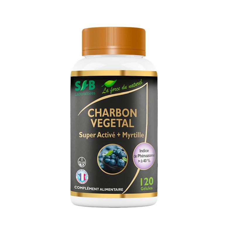 Charbon Super Activé Myrtille - Confort digestif - 120 gélules