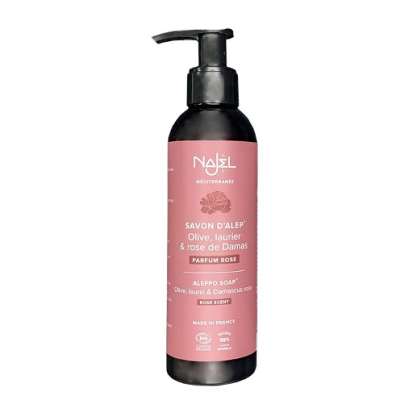 Savon d'Alep liquide à la Rose de Damas Bio - 200ml - Najel