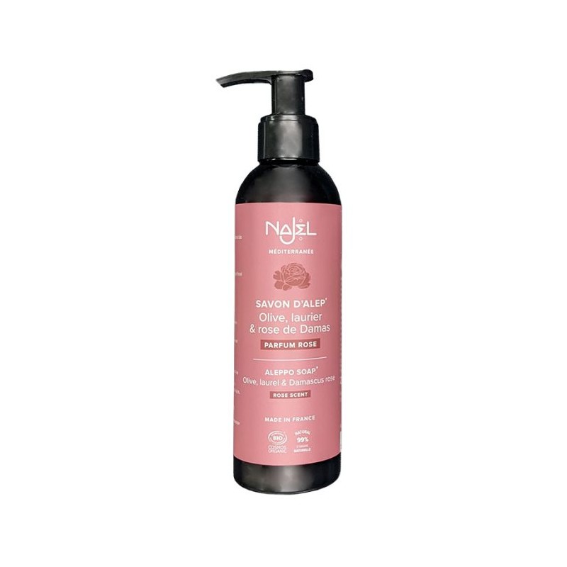 Savon d'Alep liquide à la Rose de Damas Bio - 200ml - Najel