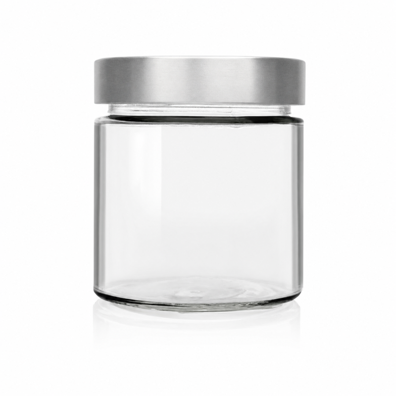 Pot de miel 300g (212ml) vide + couvercle argenté 66mm Deep - (Cosmétique & alimentaire)