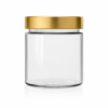 Pot de miel 600g (410ml) vide en verre + Couvercle doré 82mm Deep - (Cosmétique & alimentaire)