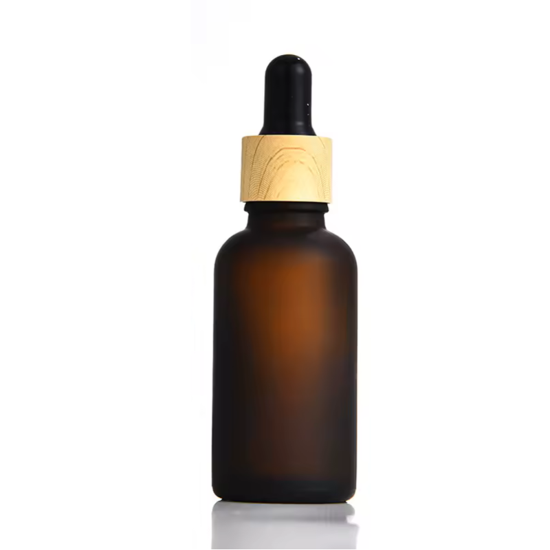 Flacon compte-gouttes en verre givré (50ml) + Bouchon pipette