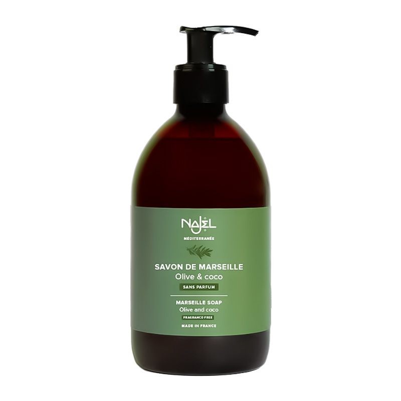 Savon de Marseille Liquide Bio 500 ml Najel - Visage, Mains, Corps