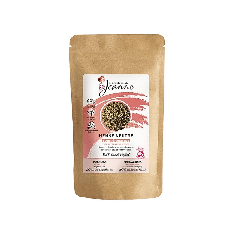 Henné Neutre Bio en poudre - Gaine et fortifie les cheveux - 100 g - Les Couleurs de Jeanne