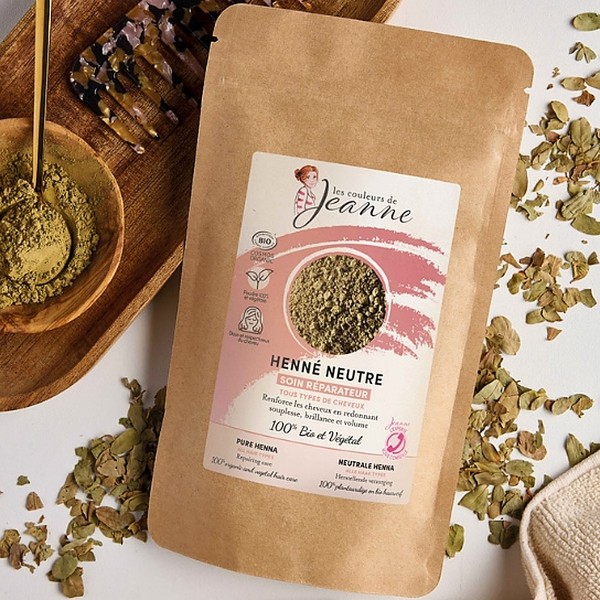 Henné Neutre Bio en poudre - Gaine et fortifie les cheveux - 100 g - Les Couleurs de Jeanne