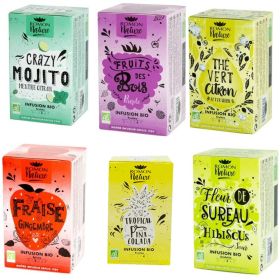 Pack Infusion Plaisir Bio (Fraise-Gingembre, Thé Vert, Mojito, Fruits des Bois, Hibiscus, Pina Colad Romon Nature - 1