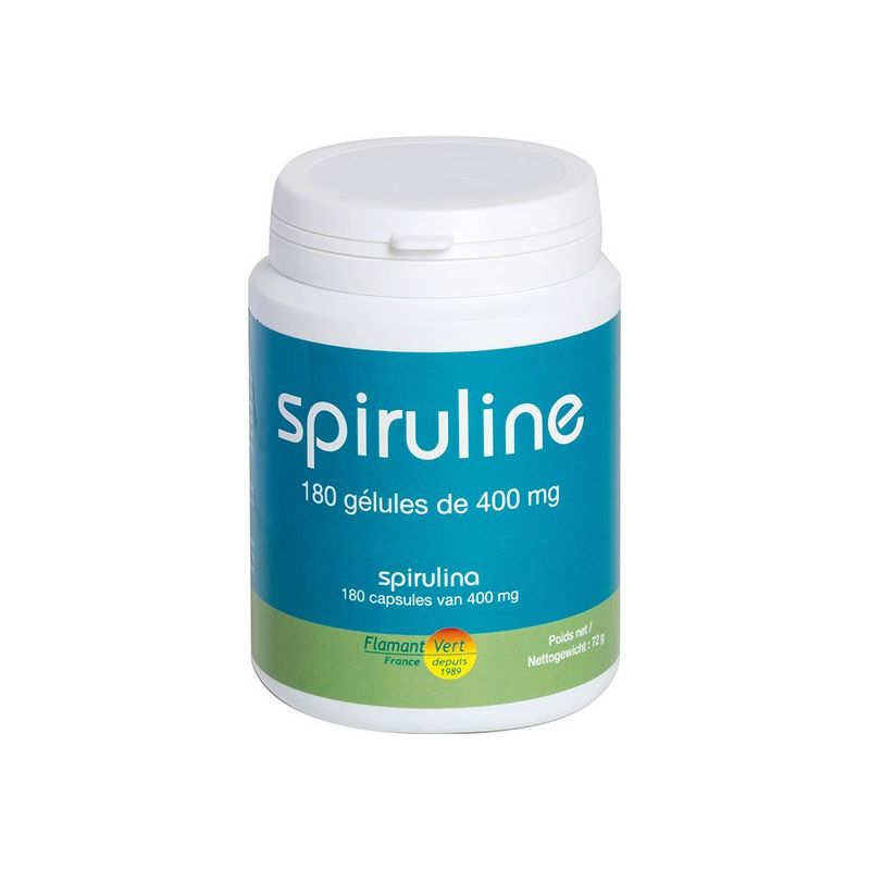 Spiruline - 180 gélules de 400mg - 100% naturelles & végétales - Flamant Vert