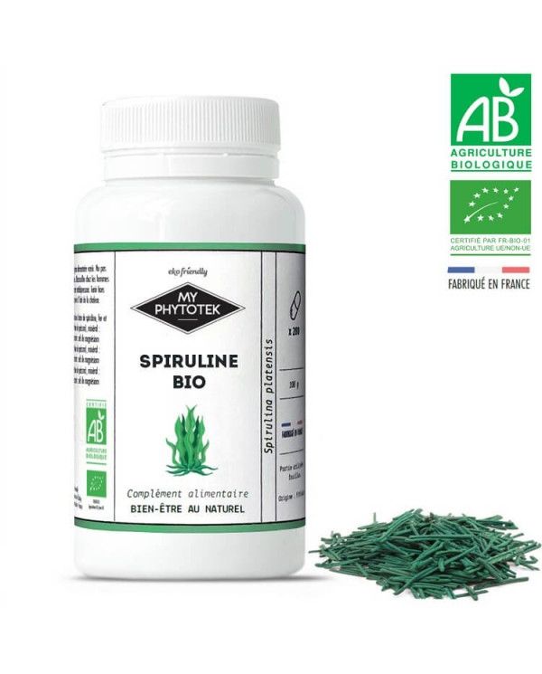 Gélules de Spiruline Bio - 200 gélules de 400mg - MyPhytotek